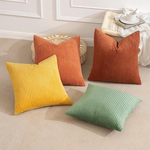 MIULEE Fall Decorative Throw Pillow Covers Yellow Rust Green 18x18 - Image 4