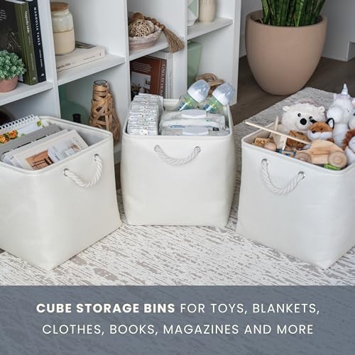 OrganiHaus 13x13 Cube Storage Bins, 4-Pack Fabric Cubes, Rope Handles - Image 5