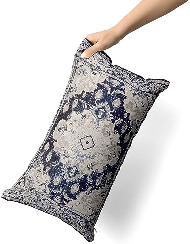 Snycler Boho Throw Pillow Covers 12x20 inch Set of 2 Boho Rug Carpet Double Sided Pattern Cotton Soft Pillow Case Cushion Cover Pillowcase for Couch Sofa Bed Decorative (Navy Blue) - Image 3