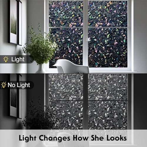 Volcanics Total Blackout Window Privacy Film with Installation Tools, Rainbow Room Darkening Black Window Cover, Static Cling 100% Light Blocking 35.4 x 78.7 Inches - Image 5