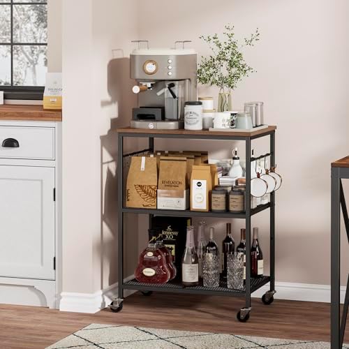 Homleke 3-Tier Rolling Kitchen Microwave Cart, Utility Cart - Image 7