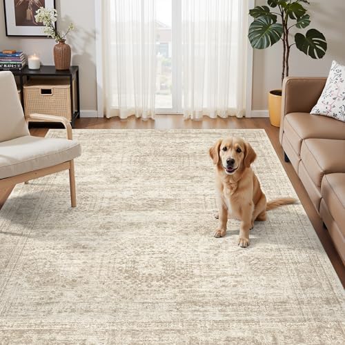 Soalmost 3x5 Rugs Non-Slip, Small Washable Kitchen Entryway Area Rug Beige - Image 2