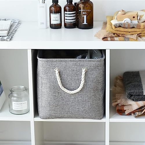 TheWarmHome Storage Basket for Organizing - 16x12x12 inch 3 Pack Fabric Storage Cubes, Cube Storage Bin for Shelves Closet Organizer Cloth Gift Toy (Grey) - Image 4