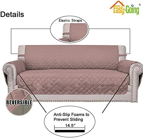 Easy-Going Reversible Couch Cover, 3 Cushion Sofa, X-Large, Pink/Beige - Image 3