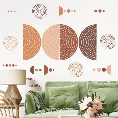 Boho Arch Wall Sticker Large Geometric Art Wall Decals Modern Wall Stickers Peel and Stick Brown Line Decals Abstract Sticker for Living Room Bedroom Office Decor - Image 6