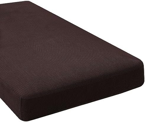 H.VERSAILTEX Super Stretch Individual Chaise Cover Sectional Couch Covers for L Shaped Sofa Both Left/Right Featuring Thick Jacquard Textured Twill Fabric (1 Piece Chaise Cover, Chocolate) by HVERSAILTEX