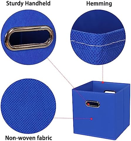 Black Foldable Storage Cubes Bins , Fabric Storage Box Cubes Organizer Baskets with Dual Handles for Home Organizer (Dark Blue) - Image 7