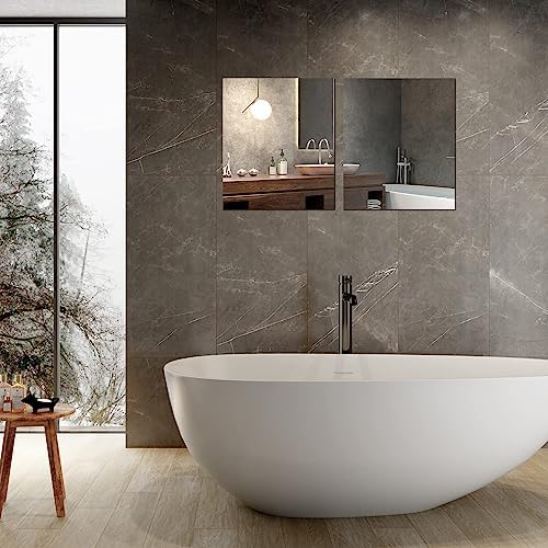 16 x 12'' x 2Pcs Glass Wall Mirror Tile with Self Adhesive Tapes - Image 7