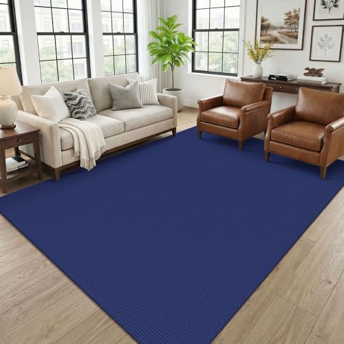 KOZYFLY 6x9 Dining Room Rugs, Washable Area Rug for Living Room, Non Slip Rugs for Bedroom, Braided Floor Carpet for Nursery, Office, Cotton Rug Home Indoor Decor, Deep Navy Blue by KOZYFLY