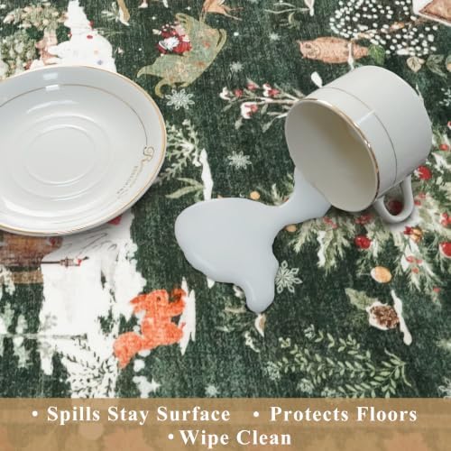 Holiday Christmas Rugs Kitchen Sets of 3, Green Washable Throw Kitchen Mat Low Pile Soft Non-Slip with Rubber Backing for Sink Floor Mat ＆ Hallway, Entryway - Image 7