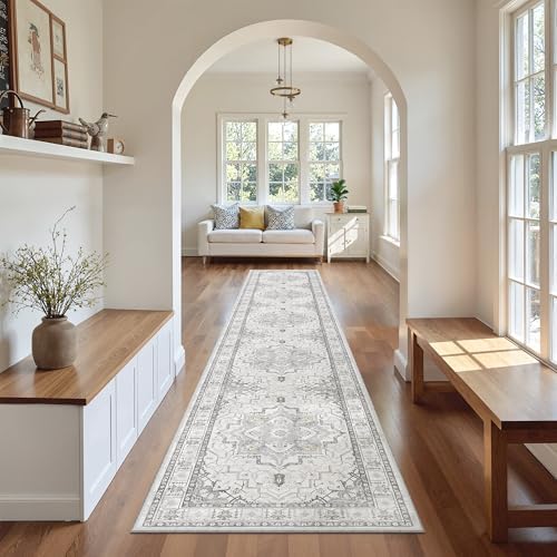 Madane Washable Runner Rugs 2x12 Long for Hallway Kitchen Soft, Grey - Image 4