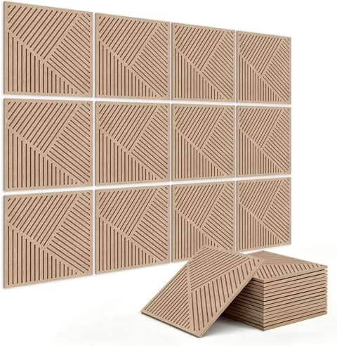 BUBOS 6 PCS Art Sound Absorbing Panels 23.6x23.6" Decor Acoustic Wall Panel | 0.7" Thick Composite Acoustic Panels, Nail-Down Secure Large 3D Sound Wall Panel for Studio Living Room & Office by BUBOS