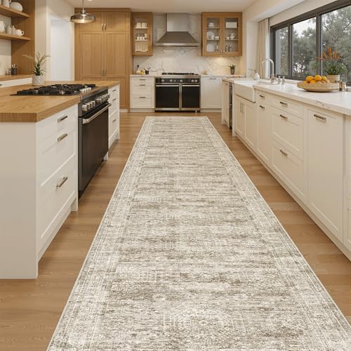 Soalmost Washable 3x16 Hallway Runner Rug Non-Slip Kitchen Entry Rugs Brown - Image 4
