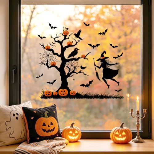 Witch Wall Decals Peel and Stick Halloween Wall Stickers, Spooky Witch Removable Vinyl Wall Decor, Magic Theme Wall Art for Bedroom Party Home Decoration - Image 4