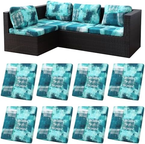 8 Pcs Outdoor Cushion Covers, Patio Sofa Cushion Covers Replacement by BIETYONE