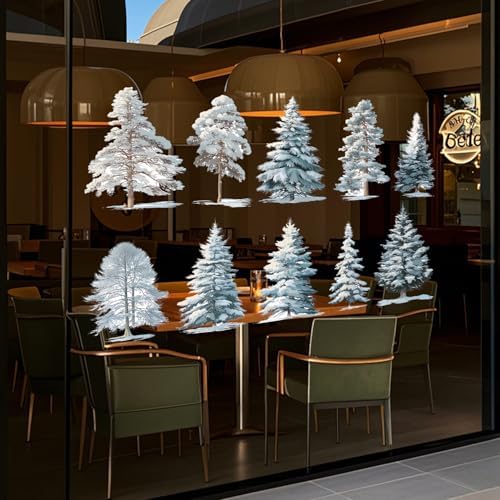 ANNA QUEEN Winter Snow Tree Wall Decals | Peel and Stick Forest Wall Stickers – Removable Watercolor Pine Tree Vinyl Wall Art for Living Room, Bedroom, Nursery & Christmas Winter Décor - Image 5