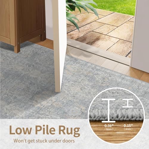 Rugxara 8x10 Area Rugs for Living Room Large Washable Rug, Blue/Beige - Image 7