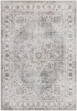 ReaLife Rugs Machine Washable Area Rug - Stain Resistant,Non-Shed - Eco-Friendly,Non-Slip, Family & Pet Friendly - Made from Premium Recycled Fiber - Vintage Bohemian Medallion - Beige Ivory, 4' x 6' - Image 3