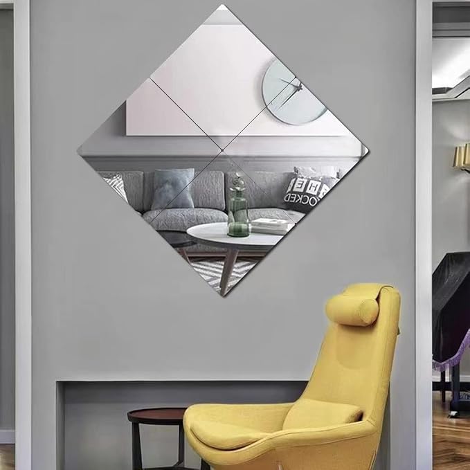 Acrylic Mirror Tiles, 8x8 in Shatterproof Wall Mirrors, 4 Pack - Image 8