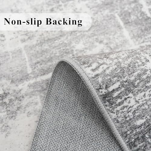 Washable Long Hallway Runner Rug: Non-Slip 2'6x12 Kitchen Rugs Abstract Entryway Bathroom Runner Soft Living Room Bedroom Beside Floor Mat Indoor Farmhouse Carpet for Home Office(2'6x12,Light/Grey) - Image 3
