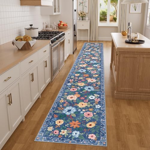 DUKINO 2x14 Runner Rug, Washable Long Kitchen Runner Rug Non Slip, Blue - Image 5