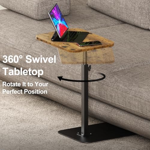 TV Tray Table Adjustable Height Swivel Couch Table with Heavy Metal Base - Image 4