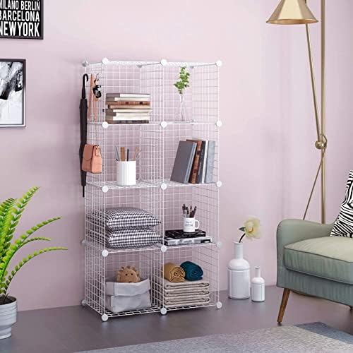 C&AHOME Wire Cube Storage, 8-Cube Organizer Metal C Grids Storage, White - Image 2