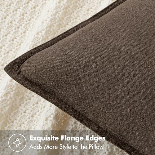 MIULEE Decorative Linen Pillow Covers 20x20 Inch Dark Coffee Chocolate - Image 2