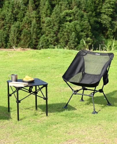 iClimb Lightweight Stable Alu. Folding Square Table Roll Up Top with Carry Bag for Camping Picnic Backyards BBQ Camp Kitchen (Black, S) - Image 2