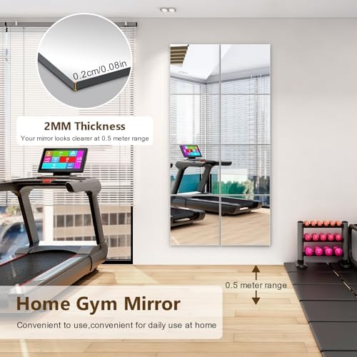Shiftshade Mirror Wall Full Length,12X14 Inch Unbreakable Mirror Tiles for Bedroom Home Gym Door, Acrylic Mirror Full Body Shatterproof Mirror Stickers for Walls,Mirror Sheets (4pcs) - Image 5