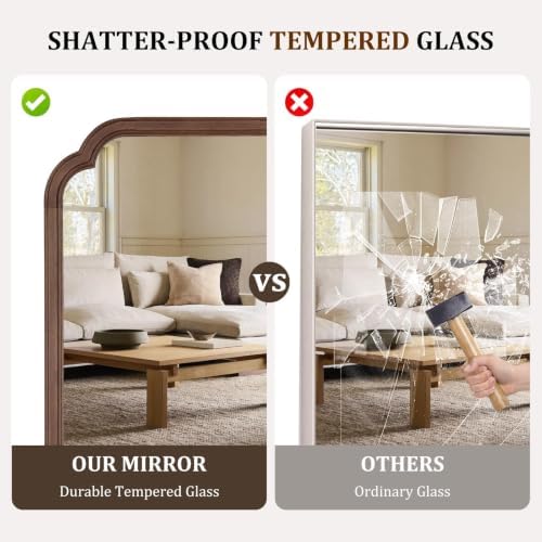 WallBeyond 22" x 30" Wood Mirror Rounded Corner Arch Wall Mirror with Wood Frame for Entryway, Living Room or Bedroom Home Decor [22" x 30" Walnut Color] - Image 4