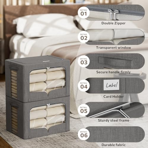 FHSQX 3 Pack Clothes Storage Bins with Metal Frame - Image 2