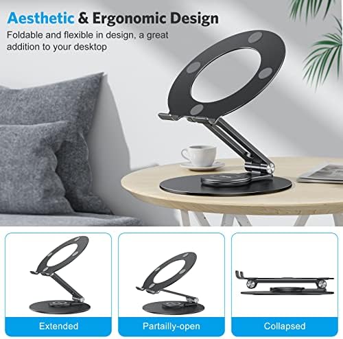 OMOTON Adjustable Laptop Stand for Desk 360° Rotating Base up to 17" Black - Image 5