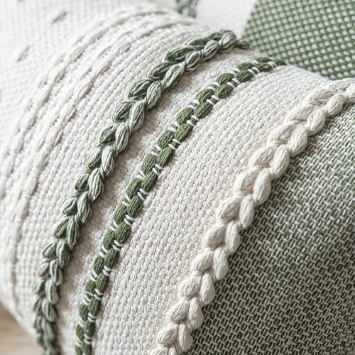 Cethom Boho Lumbar Pillow Covers 14x36 Inch Long, Green Textured Decorative Couch Pillow Cases for Farmhouse Home Decor, Accent Cushion Cover for Sofa, Bed, Living Room, Bedroom, Pack of 1 - Image 4