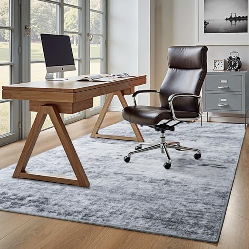 Toneed Washable 5x7 Grey Area Rug with Non-Slip Backing for Living Room - Image 5
