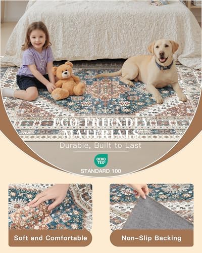 Madane Hallway Runner Rug 3x10 Washable Kitchen Runners 10ft, Navy Blue - Image 6