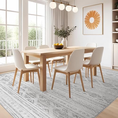 Nakagishi 10x12 Area Rug Living Room: Washable Boho Large Neutral Soft Farmhouse Modern Rugs Stain Resistant Moroccan Non-Slip Indoor Carpet for Bedroom Nursery Kids Office Dining Room- Dark Grey - Image 7