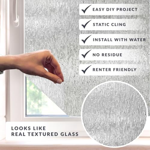 Rain Window Privacy Film by Artscape - Decorative Textured Glass Design, Static Cling, Blocks Views, Not Light, UV Protection, Non-Adhesive Water-Applied Installation, Made in USA - 36 x 72 Inch - Image 2