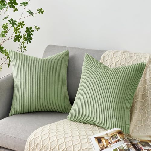 Topfinel Decorative Sage Green Throw Pillow Covers Cushion Cases, Set of 4 Soft Velvet Modern Double-Sided Designs Match for Home Decor, Pillow Inserts Not Included (18x18 inch) - Image 3