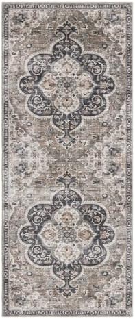ReaLife Rugs Machine Washable Area Rug Runner - Living Room Bedroom Bathroom Kitchen Entryway Office - Padded Low Pile Stain Resistant Premium - Boho Farmhouse Vintage - Joy - Brown Beige 2'6" x 8' - Image 3