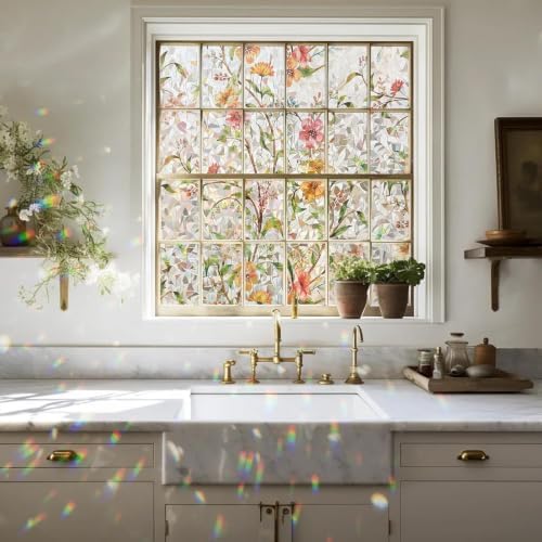 Kromapolis Window Privacy Film Floral Decorative Stickers, 45.2" x 157.4" - Image 2