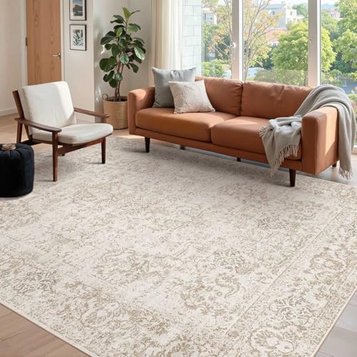 Rugxara 6x9 Washable Area Rug for Living Room, Vintage Neutral Light Bown by Rugxara