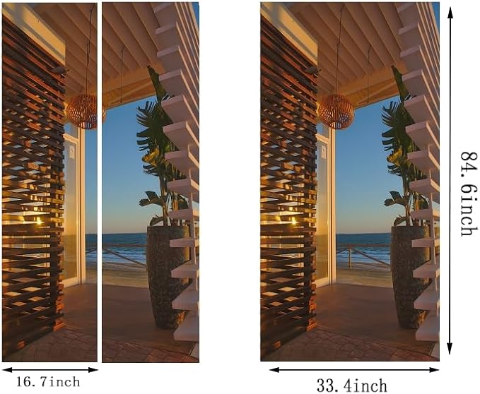 artfanke 3D Beach Bar Entrance Door Sticker Peel and Stick 33.5"x84.6"- Self-Adhesive Door Murals Wallpaper - Waterproof Wall Decal for Bedroom Decor(2 Sheets/Set) - Image 6