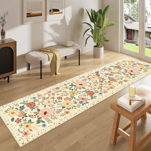 DUKINO 2x8 Kitchen Runner Rug, Washable Runner Rug Non Slip, Beige Yellow - Image 3