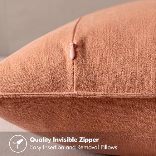 MIULEE Decorative Linen Pillow Covers 18x18 Inch Coral - Image 3