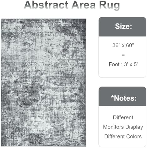 Modern Abstract 3x5 Rug, Non Slip Entryway Rug, Soft Machine Washable Rugs - Image 2