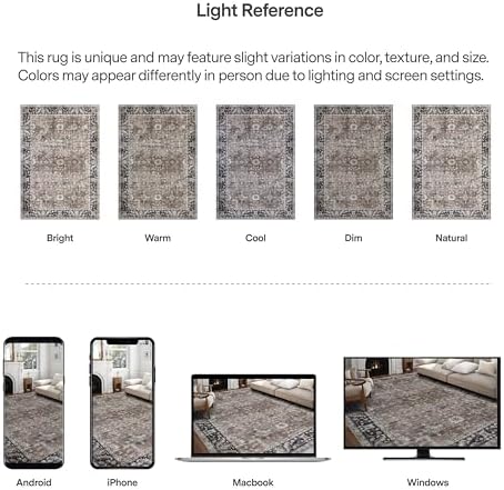 ReaLife Rugs Machine Washable Area Rug - Living Room Bedroom Bathroom Kitchen Entryway Office - Padded Low Pile Stain Resistant Premium - Boho Farmhouse Vintage - BEV - Beige Tan Brown 4' x 6' - Image 6