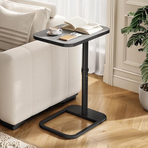 Kitstorack Upgraded TV Tray Table with Panel Lock, 90° Flip-Over Design & Adjustable Height, Sofa Arm Side Table for Eating, Laptop, Couch, Bed, or Small Spaces, Dark Gray by Kitstorack