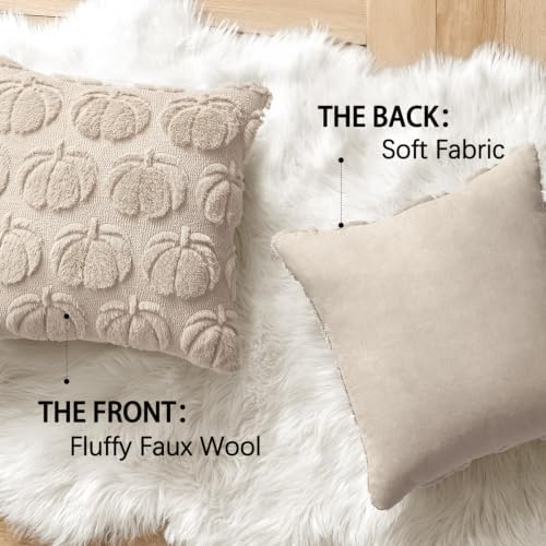 MIULEE Fall Pillow Covers Pumpkin Fall Decor 16x16 Beige - Image 5
