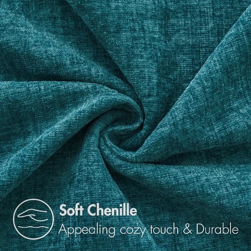 MIULEE Soft Chenille Throw Pillow Covers Dark Teal 18x18 Inch Pack of 2 - Image 2